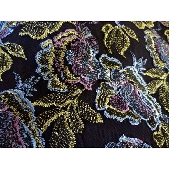 New! JS COLLECTIONS Women's Metallic Floral Embroidered Gown Dress Cap Sleeve - Picture 5 of 5